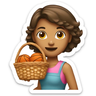 fille qui marque un panier en faisant du basket sticker