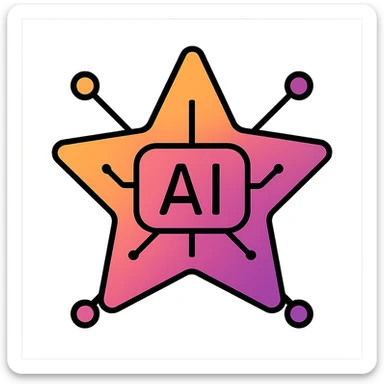 AI-themed star icon with orange to purple gradient, sleek and futuristic look sticker