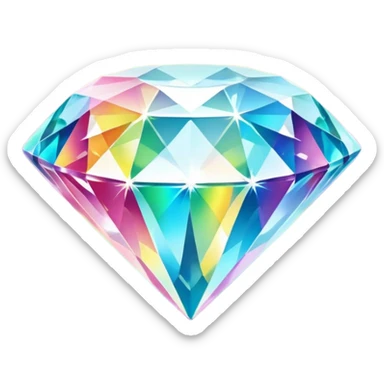 Cinematic Realistic Diamond Emoji, Brilliant and sparkling, with perfectly cut facets reflecting light in dazzling rainbows, resting upon a soft velvet background. The sharp, clean edges reflect light in every direction, creating a mesmerizing shine. Soft glowing outline, capturing the essence of timeless luxury and radiant beauty in a single, flawless diamond! sticker