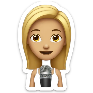 Woman with microphone sticker