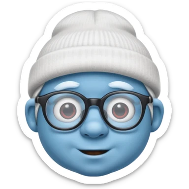 smurf with glasses white beanie sticker