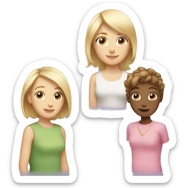 3 best friends, one with brown short hair, one with blond long hair and one with blonde short hair  sticker