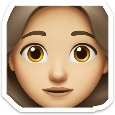 a brunette girl with brown eyes and fair skin, long hair and a mole above her lip sticker