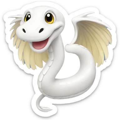 Happy white snake with wings on back sticker