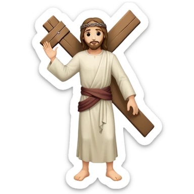 Jesus carrying the cross, fullbody, simplified sticker