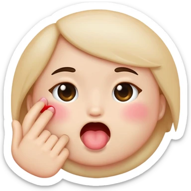 Cute blushed iphone emoji finger inside mouth sticker