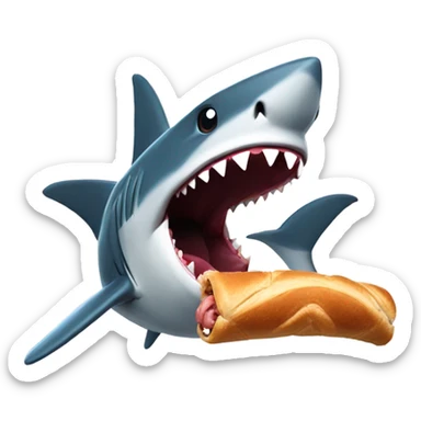 A shark eating a sausage roll sticker