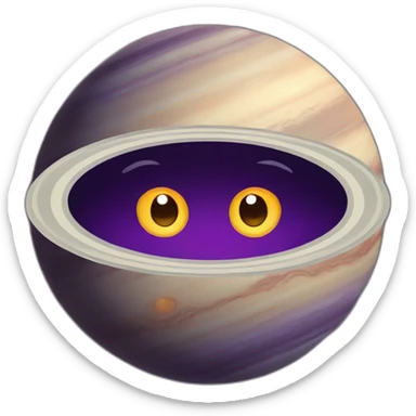 planet Saturn with a cartoon elderly face with big courageous eyes sticker
