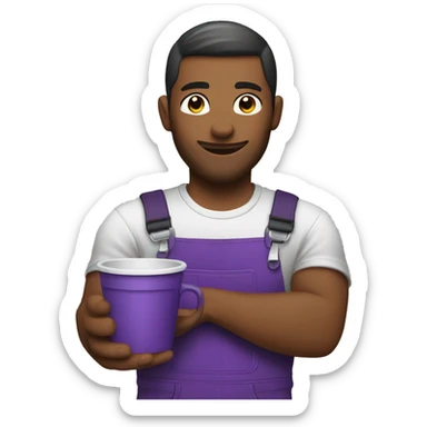mechanic with purple cup sticker