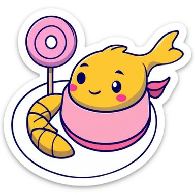 A sleek, modern Apple-inspired design with fish cake with pink swirl, rice cracker, and dango arranged in a clean, minimalist style with subtle Apple company aesthetic sticker