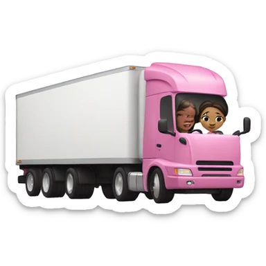 A white skin girl driving a Pink semi trailer truck sticker