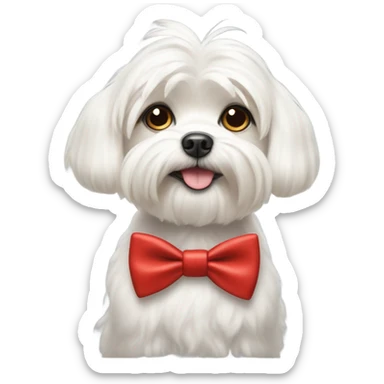 Maltese dog with red bowtie sticker