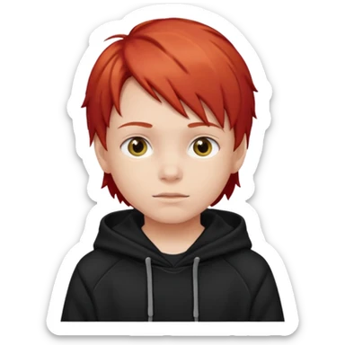 child with red hair and black hoodie sticker