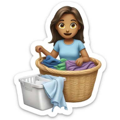 Girl doing laundry sticker