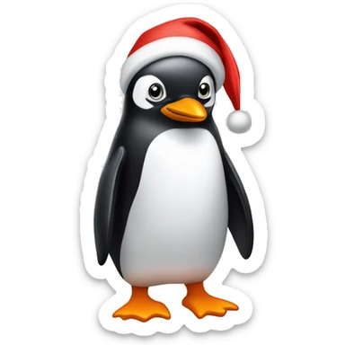 penguin with santa claus’ hat  sticker