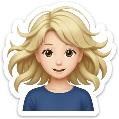 cute anime girl with blowing hair sticker