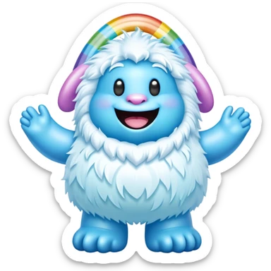 easter rainbow inflatable bouncy yeti sticker