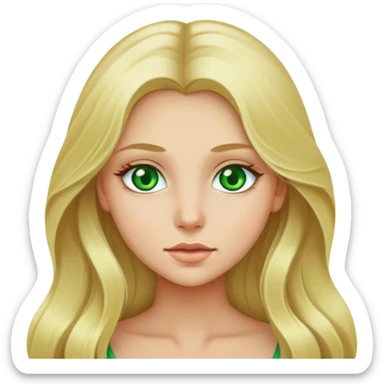 Blonde girl with green eyes long hair  sticker