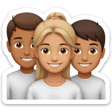 smiling girl with boys sticker