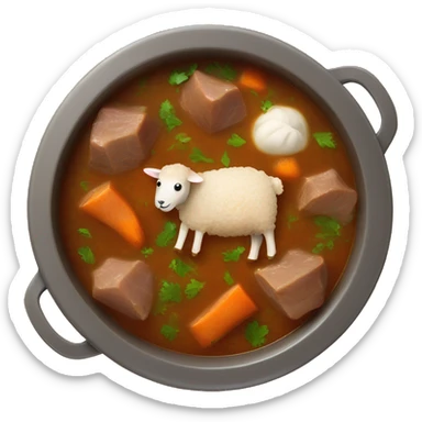 A dish of lamb stew (Pakistani stew which only has lamb, no other vegetables) beautifully, from a top. sticker