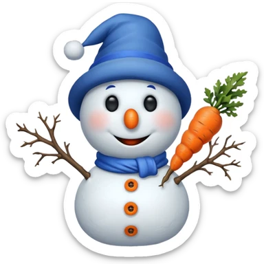 snowman wearing blue hat sticker