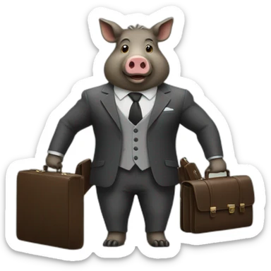 a business boar in a suit with a briefcase sticker