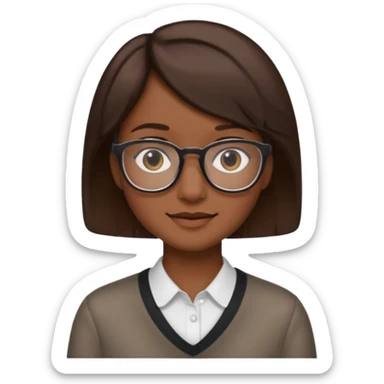 A person emoji with glasses and small smile with short brown hair🤓🙁🧑🏽 sticker