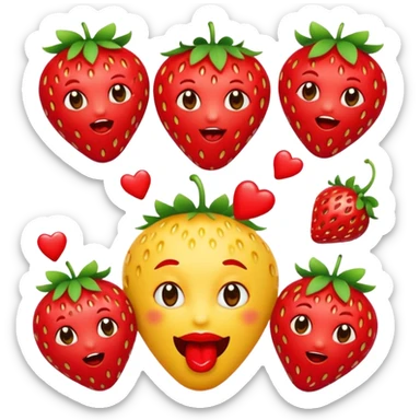 strawberry 🍓 and red kiss 💋 fashioned stylish little emoji for “slay” reaction sticker