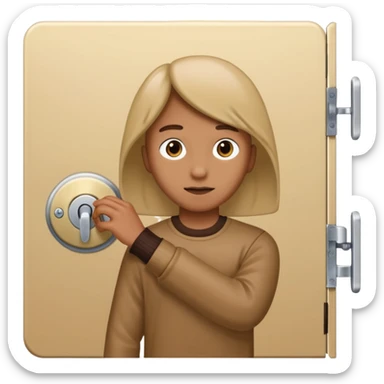 Someone locking a door sticker