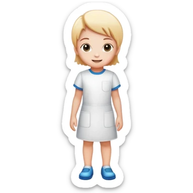child standing proudly in a clean room, cheerful and organized sticker
