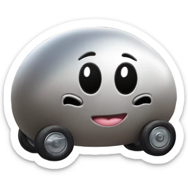 Metal cute black eyes Kirby ball driving on 4 car wheels sticker