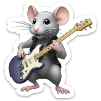 rat playing electro guitar sticker