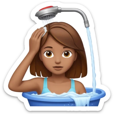 Girl with brown hair washing her hair  sticker