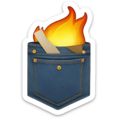 denim pocket on fire sticker