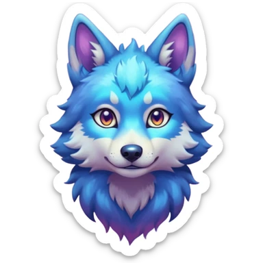 anthropomorphic anthro kawaii cute colorful shiny pastel nebula furry wolf-fursona furry (full body) sticker
