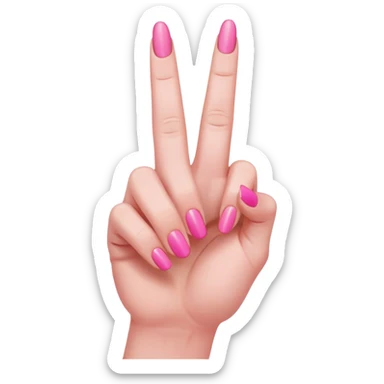 Perfectly manicured nails painted pink with  middle finger flipping someone off facing out sticker