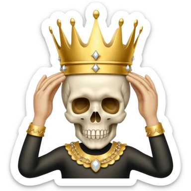 Skull with hands on head and a crown and no diamonds sticker