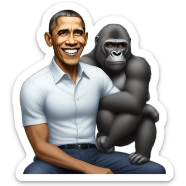 Buff Gorilla chilling with Barack Obama sticker