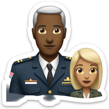 Black pilot and woman with blonde bob sticker
