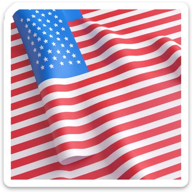 American flag very simple 3D emoji style, red and white horizontal stripes, small blue rectangle in the top left, no stars, no text, 3D look sticker