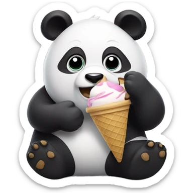 Panda eating ice cream sticker