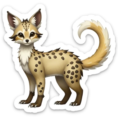 Feral Rare Fantasy Vernid-Trico-species by LiLaiRa, random markings, tufted tail, tufted ears, full body sticker