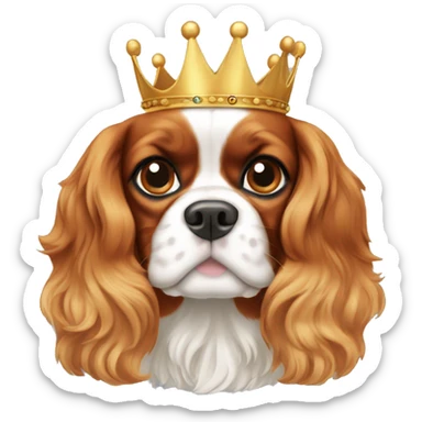 Cavalier King charles spaniel with crown sticker