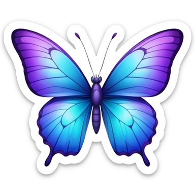 Gradient iridescent purple indigo blue cyan butterfly sticker