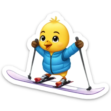 Baby chick skiing sticker