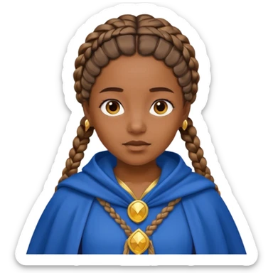 brown skin girl with braided hair, wearing blue cloak sticker