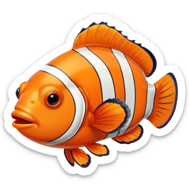 An orange and white striped clown fish with black outlines sticker