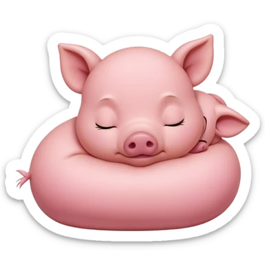 Sleeping Piglet – tiny pink pig curled up, eyes closed sticker