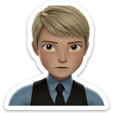 young boy in a vest sticker