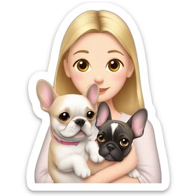 frenchie with girl sticker